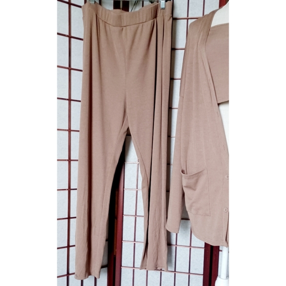 Shein Curve Plus Size Ribbed Open Edit 3-Piece So Soft Rib Cardigan Lounge Set - Picture 5 of 16